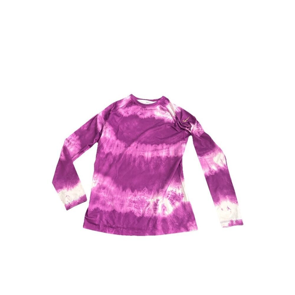 Nike Pro Combat Long Sleeve Tie Dye Purple Dri-fit T-Shirt Sz Large Fitted
